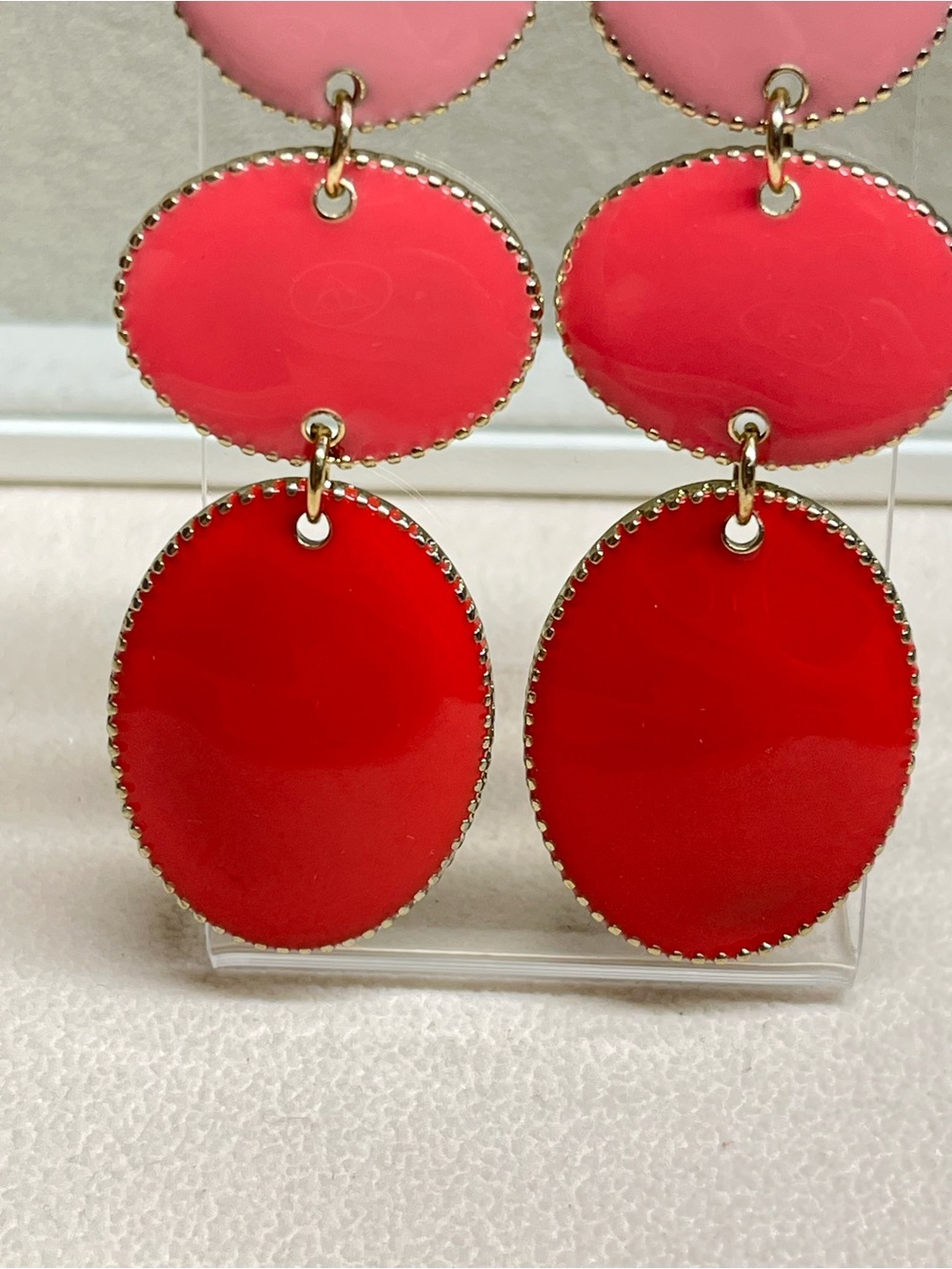 SUGARFIX by BaubleBar Pink Red Ombre Drop Dangle Earrings Gold Tone - Picture 3 of 6